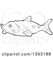 Poster, Art Print Of Cartoon Black And White Lineart Fish