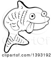 Poster, Art Print Of Cartoon Black And White Lineart Fish