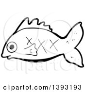 Poster, Art Print Of Cartoon Black And White Lineart Fish