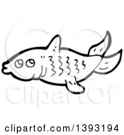 Poster, Art Print Of Cartoon Black And White Lineart Fish