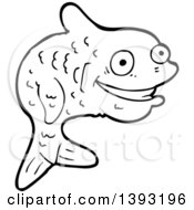 Poster, Art Print Of Cartoon Black And White Lineart Fish