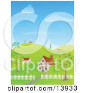 Cute Houses On A Hilly Landscape Clipart Illustration by Rasmussen Images #COLLC13933-0030