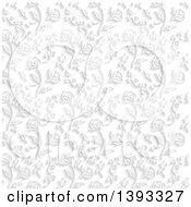 Poster, Art Print Of Grayscale Seamless Flower Background