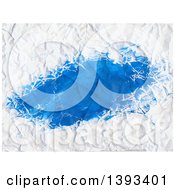 Clipart Of A Wrinkled Paper Background With Blue Paint Royalty Free Vector Illustration