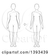 Poster, Art Print Of Lineart Drawing Of A Woman Shown Before And After Weight Loss