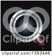 Clipart Of A 3d Music Speaker With Flares On Metal Royalty Free Vector Illustration