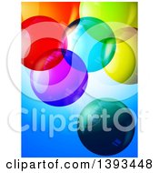 Poster, Art Print Of 3d Colorful Transparent Bubbles Over Blue