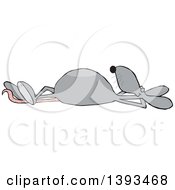 Clipart Of A Cartoon Relaxed Gray Rat Laying On His Back Royalty Free Vector Illustration
