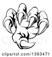 Clipart Of A Black And White Lineart Monster Claw With Sharp Talons Royalty Free Vector Illustration
