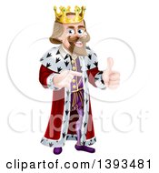 Clipart Of A Happy Brunette Caucasian King Giving A Thumb Up And Pointing To The Right Royalty Free Vector Illustration