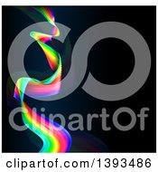 Poster, Art Print Of Colorful Rainbow Wave Or Long Flag Over Black