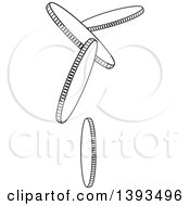 Clipart Of Black And White Falling Coins Royalty Free Vector Illustration