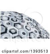 3d Abstract Black And White Hexagon Globe On White