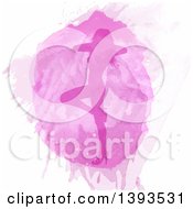 Clipart Of A Silhouetted Sexy Woman Over Pink Watercolor Paint On White Royalty Free Vector Illustration