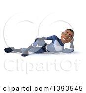 Clipart Of A 3d Young Black Male Super Hero In A Dark Blue Suit On A White Background Royalty Free Illustration