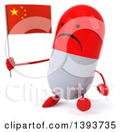 Clipart Of A 3d Red Pill Character On A White Background Royalty Free Illustration