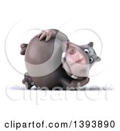 Clipart Of A 3d Henry Hippo Character On A White Background Royalty Free Illustration