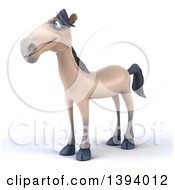 Clipart Of A 3d Beige Horse On A White Background Royalty Free Illustration by Julos