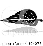 Clipart Of A Black And White Leaf And Gray Shadow Design Royalty Free Vector Illustration