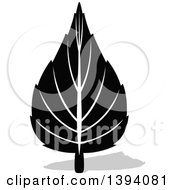 Clipart Of A Black And White Leaf And Gray Shadow Design Royalty Free Vector Illustration