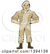 Cartoon Male Service Ranger Standing In Full Attention