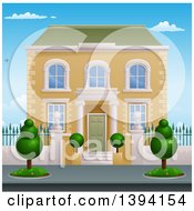 Poster, Art Print Of Georgian Or Victorian House With Topiary Plants