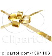 Poster, Art Print Of 3d Gold Christmas Birthday Or Other Holiday Bow And Ribbon On A Gift Over Shaded White