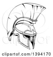 Poster, Art Print Of Black And White Lineart Spartan Or Trojan Helmet