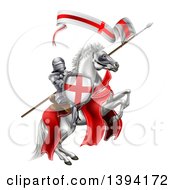 Poster, Art Print Of Medieval Knight Saint George On A Rearing White Horse