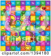 Poster, Art Print Of Cartoon Snakes And Ladders Board Game