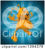 Clipart Of A 3d Yellow Germ Virus On A Blue Background Royalty Free Illustration by Julos