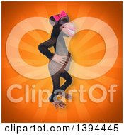 Clipart Of A 3d Female Chimpanzee On An Orange Background Royalty Free Illustration
