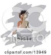 Ugly Troll Using A Desktop Computer Clipart Illustration by Rasmussen Images