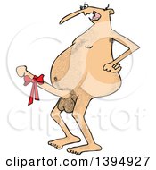 Cartoon Hairy Nude White Man Flaunting A Big Boner