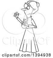 Clipart Of A Cartoon Black And White Female Chemist Marie Curie Holding Science Flasks Royalty Free Vector Illustration