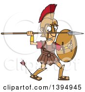 Cartoon Greek God Achilles With An Arrow In His Heel