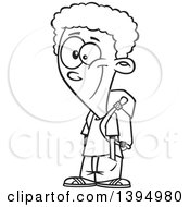 Clipart Of A Cartoon Black And White African American School Boy Smiling Royalty Free Vector Illustration