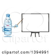Cartoon Bottled Water Mascot Using A Pointer Stick During A Presentation