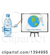 Poster, Art Print Of Cartoon Bottled Water Mascot Using A Pointer Stick During A Presentation About Usage
