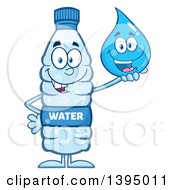 Poster, Art Print Of Cartoon Bottled Water Mascot Holding A Droplet Character