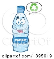 Cartoon Bottled Water Mascot Talking About Recycling