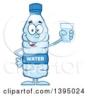 Cartoon Bottled Water Mascot Holding A Glass