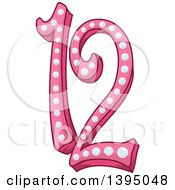 Clipart Of A Pink Shiny Number 12 For Bat Mitzvah Royalty Free Vector Illustration