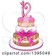 Poster, Art Print Of Girly Pink Bat Mitzvah Birthday Cake With Stars
