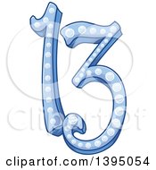 Poster, Art Print Of Blue Shiny Number 13 For Bar Mitzvah