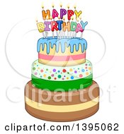 Clipart Of A Birthday Cake With Candles Royalty Free Vector Illustration