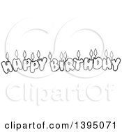Poster, Art Print Of Black And White Lineart Happy Birthday Candle Letters