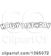 Poster, Art Print Of Black And White Lineart Happy Birthday Text