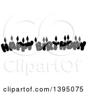 Clipart Of Black Silhouetted Happy Birthday Candle Letters Royalty Free Vector Illustration