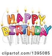 Clipart Of Happy Birthday Candle Letters On Sticks Royalty Free Vector Illustration